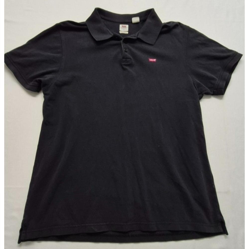 Levi men's black short sleeve polo house mark logo sz. LG